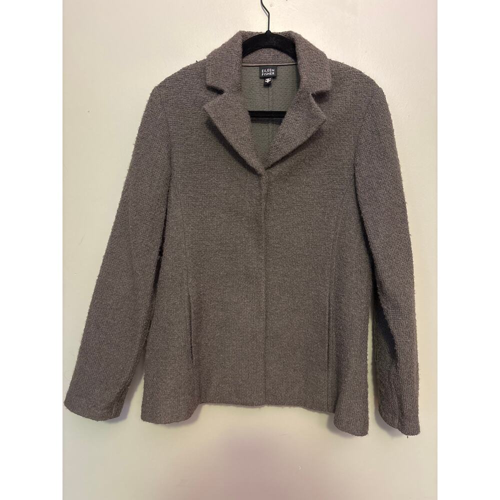 Eileen Fisher Made in USA with Italian wool-blend boucle blazer jacket Size Med
